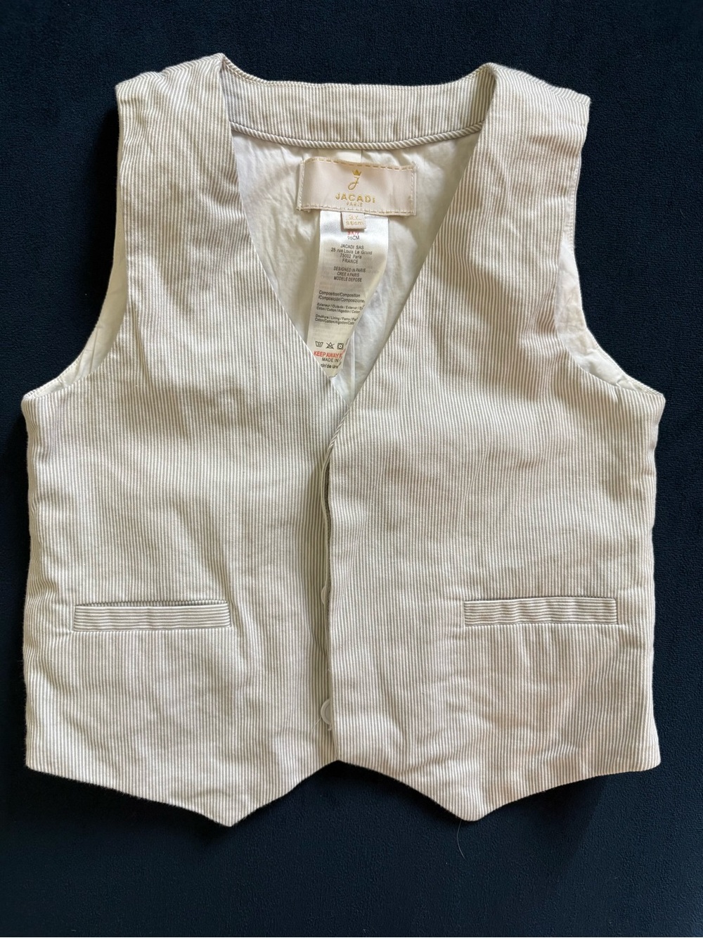 Jacadi Cream Pinstripe Vest size 3